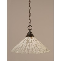 Chain Hung Pendant Shown In Dark Granite Finish With 16 Italian Ice Glass