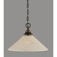 Chain Hung Pendant Shown In Black Copper Finish With 16 Gold Ice Glass