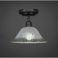 Vintage 1 Bulb Semi-Flush Shown In Dark Granite Finish With 10 Frosted Crystal Glass