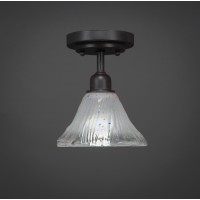 Vintage 1 Bulb Semi-Flush Shown In Dark Granite Finish With 7 Frosted Crystal Glass