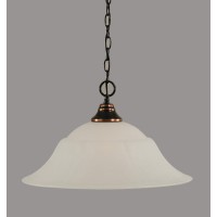 Chain Hung Pendant Shown In Black Copper Finish With 20 White Marble Glass