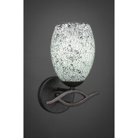 Revo Wall Sconce Shown In Dark Granite Finish With 5 Black Fusion Glass