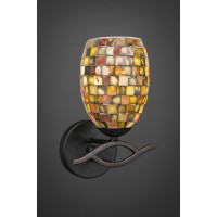 Revo Wall Sconce Shown In Dark Granite Finish With 5 Sea Haze Seashell Glass