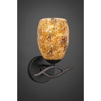 Revo Wall Sconce Shown In Dark Granite Finish With 5 Gold Fusion Glass