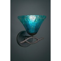 Revo Wall Sconce Shown In Dark Granite Finish With 7 Teal Crystal Glass