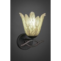 Revo Wall Sconce Shown In Dark Granite Finish With 7 Vanilla Leaf Glass