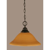 Chain Hung Pendant Shown In Matte Black Finish With 12 Cayenne Linen Glass