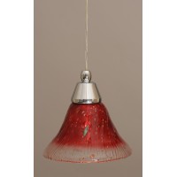 Cord Mini Pendant Shown In Chrome Finish With 7 Raspberry Crystal Glass