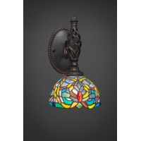 Elegante Wall Sconce Shown In Dark Granite Finish With 7 Kaleidoscope Art Glass