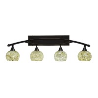 Bow 4 Light Bath Bar Shown In Black Copper Finish With 6 Mystic Seashell Glass