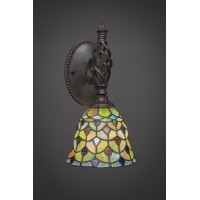 Elegante Wall Sconce Shown In Dark Granite Finish With 7 Crescent Art Glass