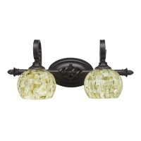 Elegante 2 Light Bath Bar Shown In Dark Granite Finish With 6 Mystic Seashell Glass