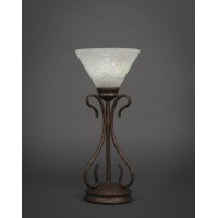 Swan Mini Table Lamp Shown In Bronze Finish With 7 Gold Ice Glass