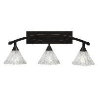 Bow 3 Light Bath Bar Shown In Black Copper Finish With 7 Italian Ice Glass