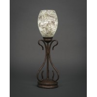 Swan Mini Table Lamp Shown In Bronze Finish With 5 Natural Fusion Glass