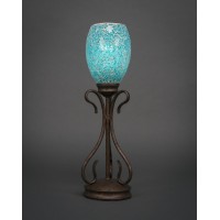 Swan Mini Table Lamp Shown In Bronze Finish With 5 Turquoise Fusion Glass