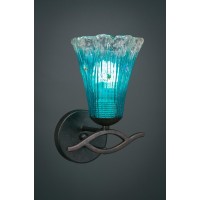 Revo Wall Sconce Shown In Dark Granite Finish With 5.5 Teal Crystal Glass