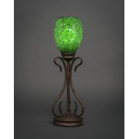 Swan Mini Table Lamp Shown In Bronze Finish With 5 Green Fusion Glass