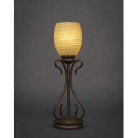 Swan Mini Table Lamp Shown In Bronze Finish With 5 Cayenne Linen Glass