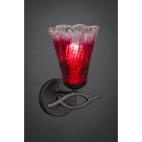 Revo Wall Sconce Shown In Dark Granite Finish With 5.5 Raspberry Crystal Glass