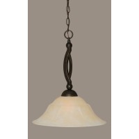 Bow Pendant Shown In Dark Granite Finish With 16 Amber Marble Glass