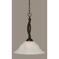 Bow Pendant Shown In Dark Granite Finish With 16 White Marble Glass