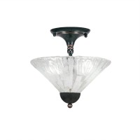 Semi-Flush With 2 Bulbs Shown In Black Copper Finish With 12 Italian Ice Glass