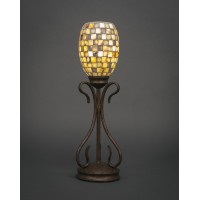 Swan Mini Table Lamp Shown In Bronze Finish With 5 Sea Haze Seashell Glass