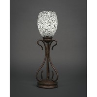 Swan Mini Table Lamp Shown In Bronze Finish With 5 Black Fusion Glass