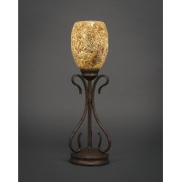 Swan Mini Table Lamp Shown In Bronze Finish With 5 Gold Fusion Glass