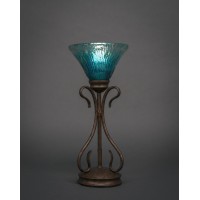 Swan Mini Table Lamp Shown In Bronze Finish With 7 Teal Crystal Glass