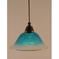 Cord Mini Pendant Shown In Dark Granite Finish With 10 Teal Crystal Glass