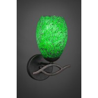 Revo Wall Sconce Shown In Dark Granite Finish With 5 Green Fusion Glass