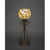 Swan Mini Table Lamp Shown In Bronze Finish With 6 Sea Mist Seashell Glass