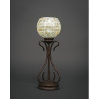 Swan Mini Table Lamp Shown In Bronze Finish With 6 Mystic Seashell Glass