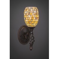 Elegante Wall Sconce Shown In Dark Granite Finish With 5 Sea Haze Seashell Glass