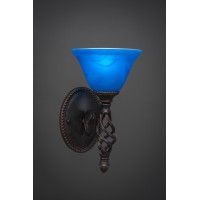 Elegante Wall Sconce Shown In Dark Granite Finish With 7 Blue Italian Glass