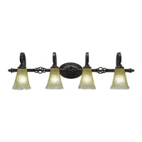 Elegante 4 Light Bath Bar Shown In Dark Granite Finish With 5.5 Amber Crystal Glass