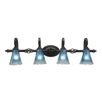 Elegante 4 Light Bath Bar Shown In Dark Granite Finish With 5.5 Teal Crystal Glass