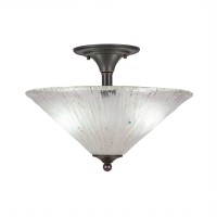 Semi-Flush With 2 Bulbs Shown In Dark Granite Finish With 16 Frosted Crystal Glass