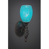 Elegante Wall Sconce Shown In Dark Granite Finish With 5 Turquoise Fusion Glass