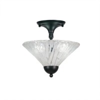 Semi-Flush With 2 Bulbs Shown In Matte Black Finish With 12 Italian Ice Glass