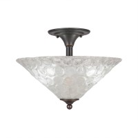 Semi-Flush With 2 Bulbs Shown In Dark Granite Finish With 16 Italian Bubble Glass