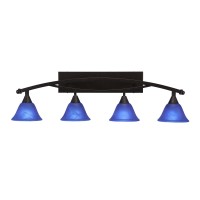 Bow 4 Light Bath Bar Shown In Bronze Finish With 7 Blue Italian Glass