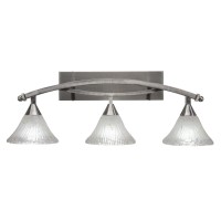 Bow 3 Light Bath Bar Shown In Brushed Nickel Finish With 7 Frosted Crystal Glass