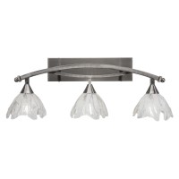 Bow 3 Light Bath Bar Shown In Brushed Nickel Finish With 7 Italian Ice Glass