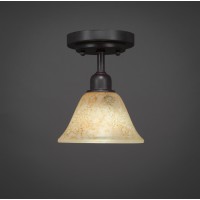 Vintage 1 Bulb Semi-Flush Shown In Dark Granite Finish With 7 Italian Marble Glass