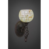 Elegante Wall Sconce Shown In Dark Granite Finish With 6 Mystic Seashell Glass