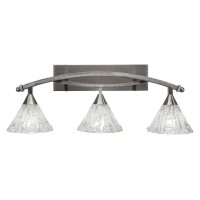 Bow 3 Light Bath Bar Shown In Brushed Nickel Finish With 7 Italian Ice Glass