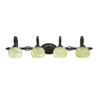 Elegante 4 Light Bath Bar Shown In Dark Granite Finish With 6 Mystic Seashell Glass